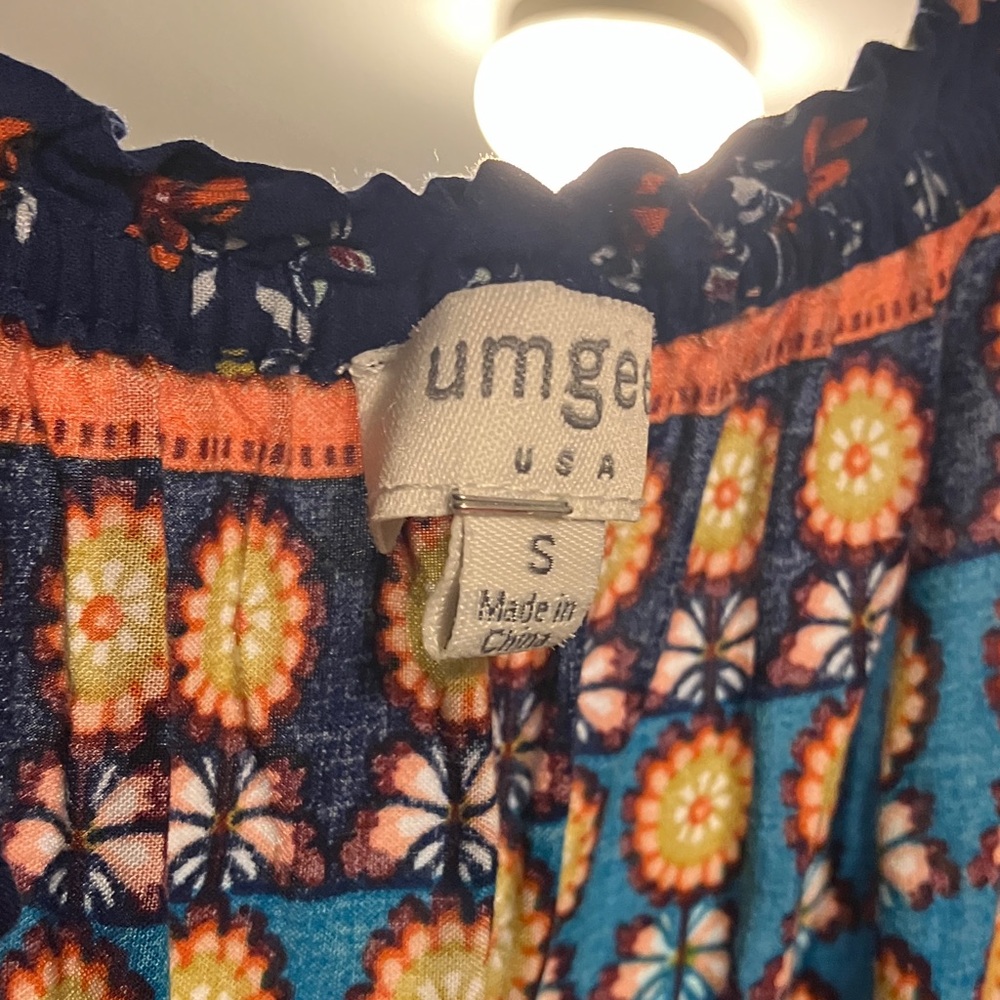 Umgee Orange and Navy Patterned Maxi Dress - Picture 4 of 10